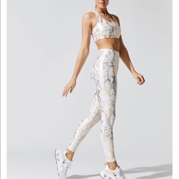 Carbon38 metallic snake high rise pants & bra - Picture 2 of 7